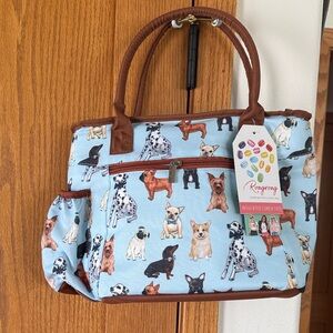 Blue Dog Print Insulated Lunch Tote